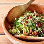 This Brussels Sprout Salad recipe is so fresh, tasty and nourishing! Easy to make ahead, this hearty winter salad is perfect for weekday lunches, fall gatherings or the holiday table.