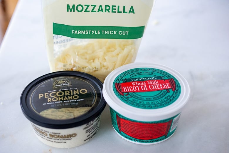 the cheeses to use in eggplant lasagna -ricotta, mozzarella pecorino 