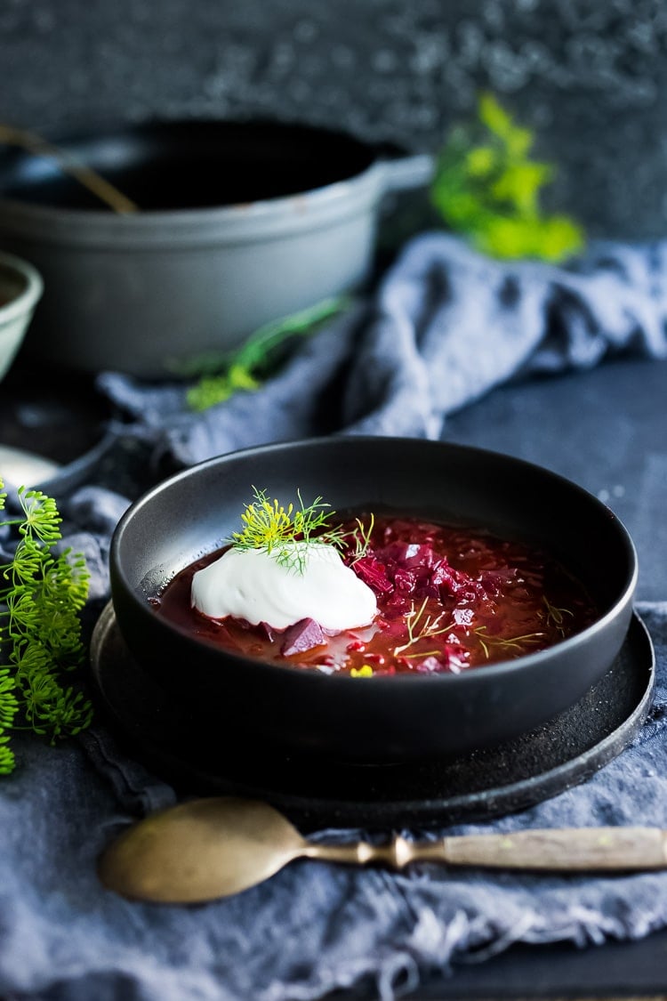 20 Mouthwatering VEGETARIAN Soup Recipes! || A simple delicious recipe for Borscht- a healthy, vegan, beet and cabbage soup that can be made in an Instant Pot or on the stove top. Warming and nourishing, Borscht is full of flavor and nutrients!  #borscht #beetborscht #beetsoup #cabbagesoup #vegansoup #beets #cleaneating #plantbased #eatclean #vegan #vegetarian #instantpot #instapot