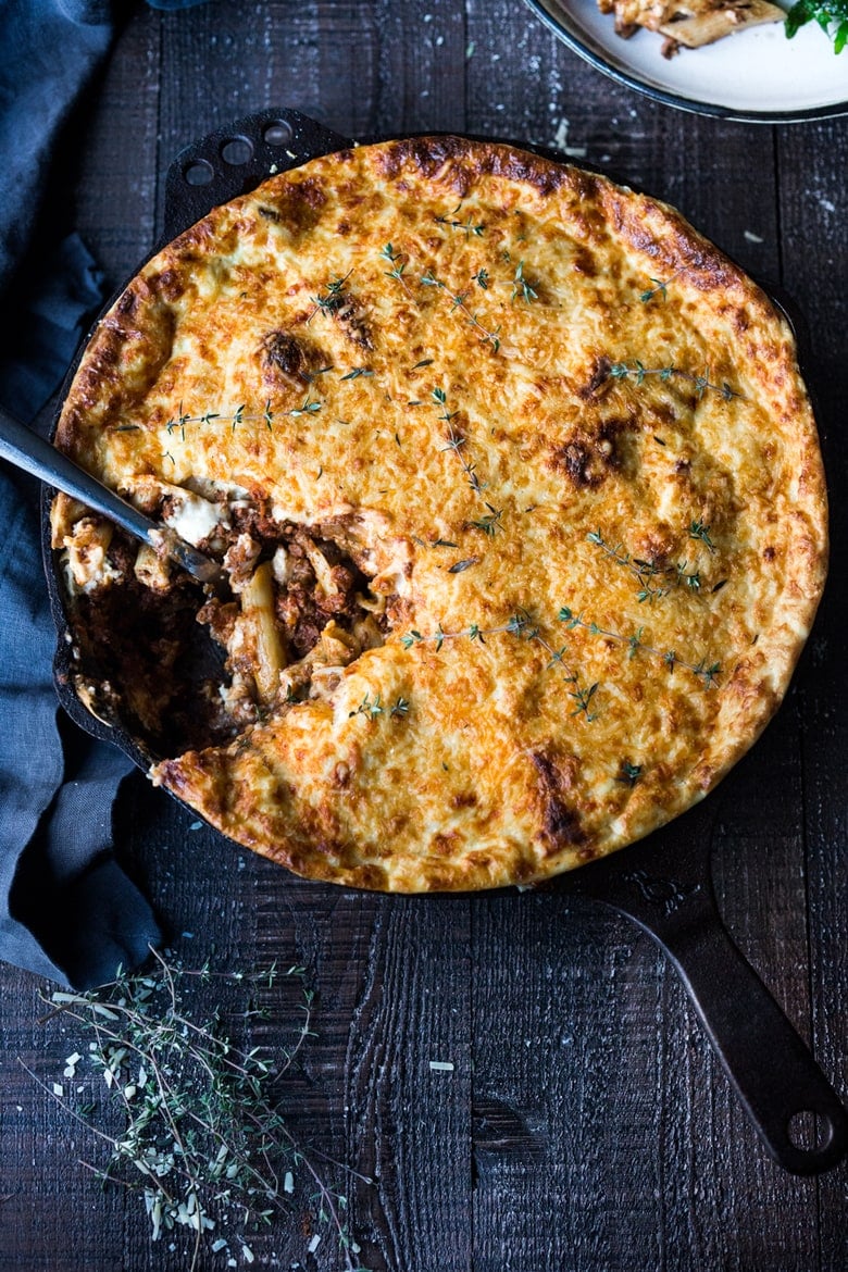 Our Best Fall Recipes! | Pastitsio! A rich baked pasta dish - hailing from Greece with ground lamb (or beef) bolognese sauce infused with Greek spices and flavors. Perfect for entertaining!