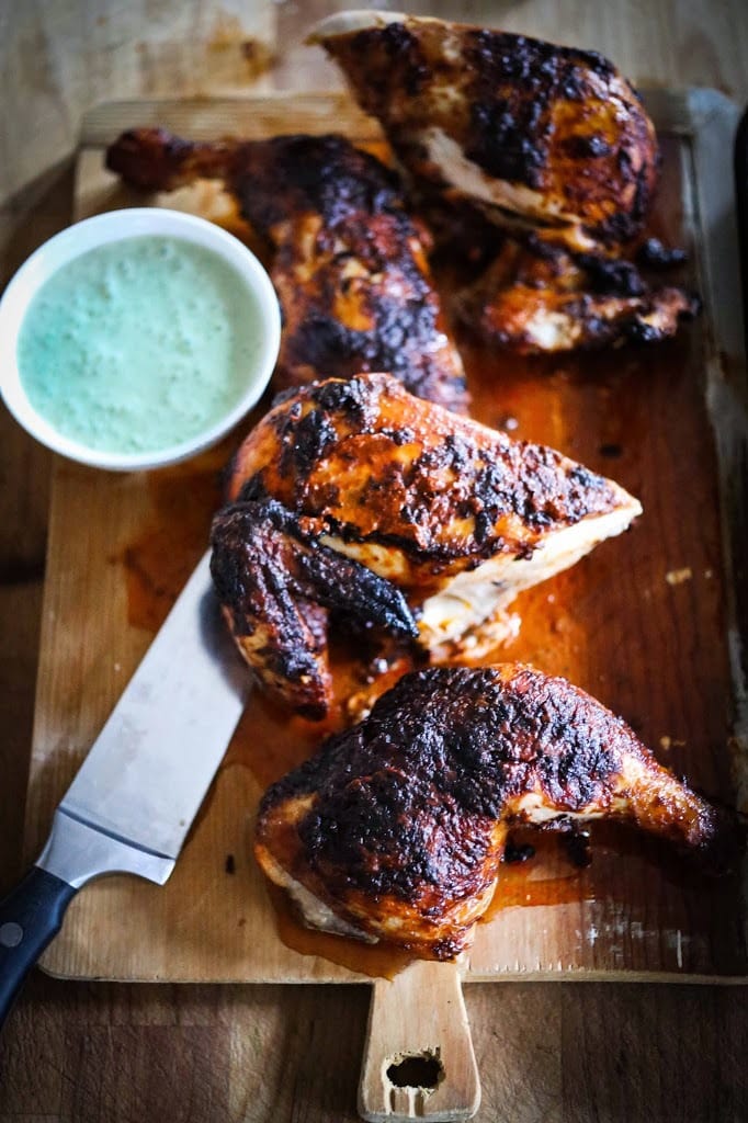  This Portuguese Peri Peri Chicken recipe features a whole chicken, marinated in a smoky, flavorful peri peri sauce marinade, and baked over sliced potatoes until perfectly crispy, tender and juicy - my favorite chicken recipe EVER!