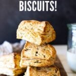An easy recipe Sourdough Biscuits with scallions using leftover sourdough starter (or discard). These buttery biscuits can be made in 45 minutes! #sourdough #biscuits